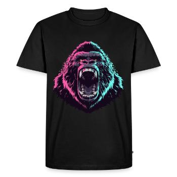 Tête de gorille furieux en style pop art - T-shirt Premium bio Homme - noir - Devant - Nico (187cm)