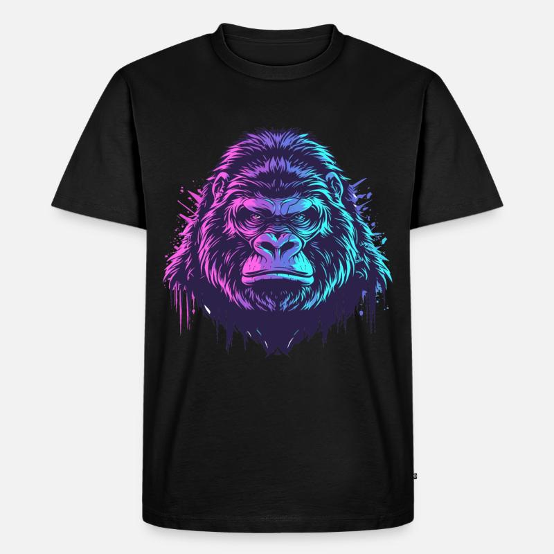 Knallbunter Gorilla - Männer Premium Bio T-Shirt - Schwarz