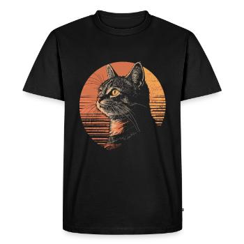 Carthusian Cat Vintage Silhouette Sunset - Men's Premium Organic T-Shirt - black - Front - Nico (187cm)