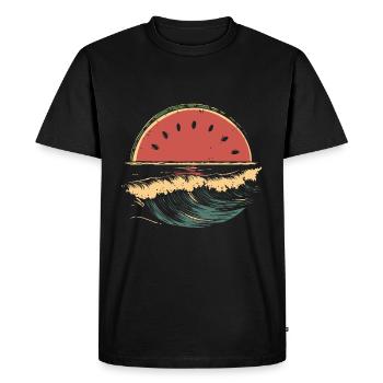 Pastèque Mer Plage Été - T-shirt Premium bio Homme - noir - Devant - Nico (187cm)