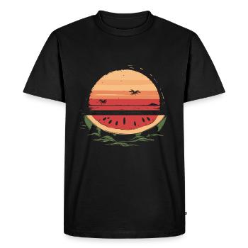 Pastèque Mer Plage Été - T-shirt Premium bio Homme - noir - Devant - Nico (187cm)