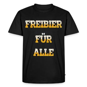 Bière gratuite pour tous – Conception de fête amusante - T-shirt Premium bio Homme - noir - Devant - Nico (187cm)