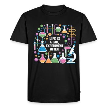 La vie est souvent une expérience de laboratoire - T-shirt Premium bio Homme - noir - Devant - Nico (187cm)