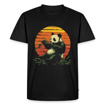 Le panda mange du bambou vintage - T-shirt Premium bio Homme - noir - Devant - Nico (187cm)