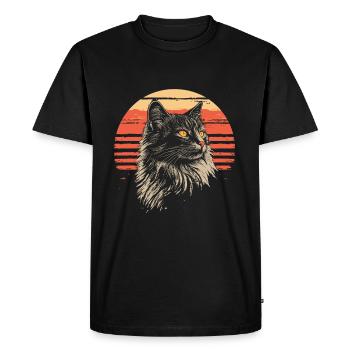 Chat des forêts norvégiennes Vintage - T-shirt Premium bio Homme - noir - Devant - Nico (187cm)