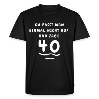 Anniversaire 40 Zag Cadeau Idée Cadeau Humoristique - T-shirt Premium bio Homme - noir - Devant - Nico (187cm)
