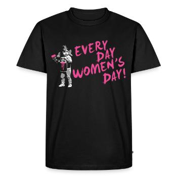 CHAQUE JOUR JOURNÉE DE LA FEMME – Journée internationale de la femme - T-shirt Premium bio Homme - noir - Devant - Nico (187cm)