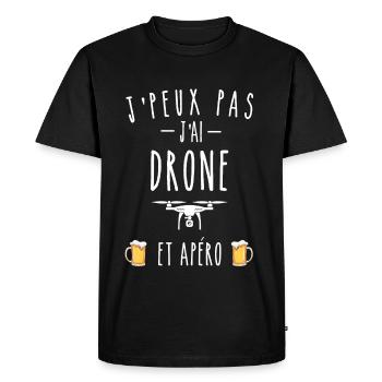 j'peux pas j'ai drone et apéro - T-shirt Premium bio Homme - noir - Devant - Nico (187cm)
