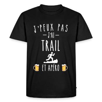 trail et apéro - T-shirt Premium bio Homme - noir - Devant - Nico (187cm)
