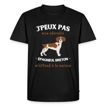 J'peux pas, mon Épagneul Breton m'attend! - T-shirt Premium bio Homme - noir - Devant - Nico (187cm)