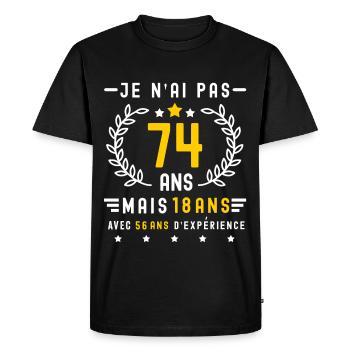 cadeau anniversaire 74 ans 18 expérience - T-shirt Premium bio Homme - noir - Devant - Nico (187cm)