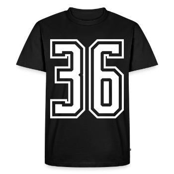 36 Numéro de numéro - T-shirt Premium bio Homme - noir - Devant - Nico (187cm)