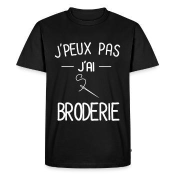 je peux pas j'ai broderie - T-shirt Premium bio Homme - noir - Devant - Nico (187cm)