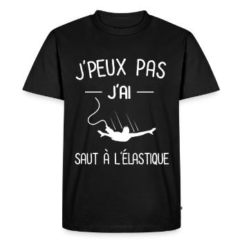 je peux pas j'ai saut à l'élastique - T-shirt Premium bio Homme - noir - Devant - Nico (187cm)