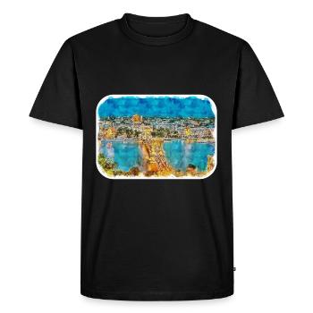 Budapest Hungary Watercolor Sketch Illustration - Men's Premium Organic T-Shirt - black - Front - Nico (187cm)