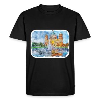 Allemagne Aquarelle Esquisse Dessinée à la main Illustration - T-shirt Premium bio Homme - noir - Devant - Nico (187cm)