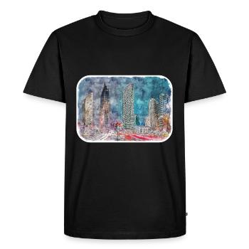 Berlin Allemagne Aquarelle Esquisse Dessinée Peinture - T-shirt Premium bio Homme - noir - Devant - Nico (187cm)