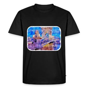 Budapest Hungary Watercolor Sketch Illustration - Men's Premium Organic T-Shirt - black - Front - Nico (187cm)