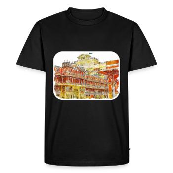 Jaipur Inde Aquarelle Esquisse Peinture Dessinée - T-shirt Premium bio Homme - noir - Devant - Nico (187cm)