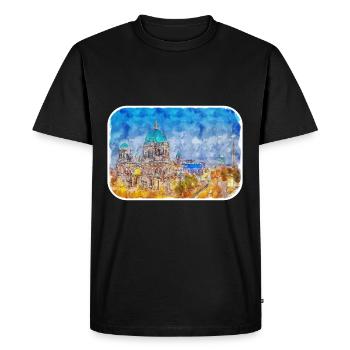 Berlin Allemagne Aquarelle Esquisse Dessinée Peinture - T-shirt Premium bio Homme - noir - Devant - Nico (187cm)