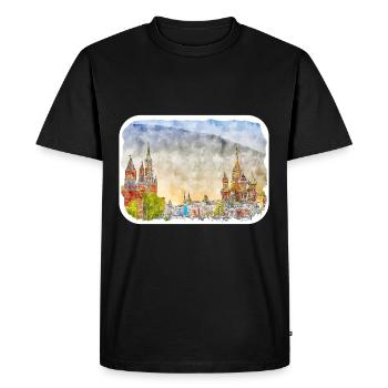 Moscou Russie Aquarelle Sketch Illustration - T-shirt Premium bio Homme - noir - Devant - Nico (187cm)