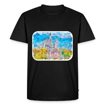 Allemagne Aquarelle Esquisse Dessinée à la main Illustration - T-shirt Premium bio Homme - noir - Devant - Nico (187cm)