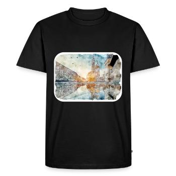 Krakow Poland Watercolor Sketch Illustration - Men's Premium Organic T-Shirt - black - Front - Nico (187cm)