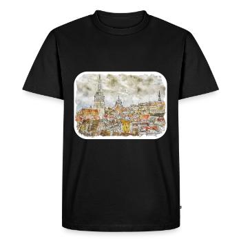 Tallinn Estonie Aquarelle Esquisse Dessinée Illustrati - T-shirt Premium bio Homme - noir - Devant - Nico (187cm)