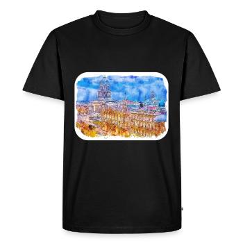 Habana Cuba Aquarelle Esquisse Dessinée Illustration - T-shirt Premium bio Homme - noir - Devant - Nico (187cm)