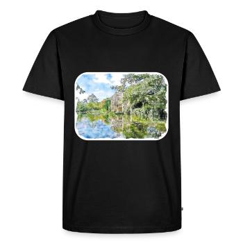 Angleterre Royaume-Uni Aquarelle Esquisse Dessinée à la main Peinture - T-shirt Premium bio Homme - noir - Devant - Nico (187cm)