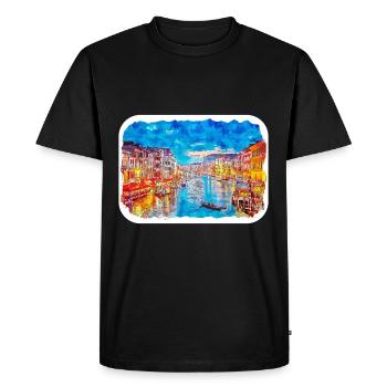 Venice Italy Watercolor Sketch Illustration - Men's Premium Organic T-Shirt - black - Front - Nico (187cm)