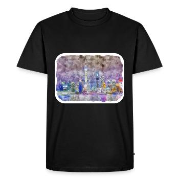 Shanghai Chine Aquarelle Sketch Illustration - T-shirt Premium bio Homme - noir - Devant - Nico (187cm)