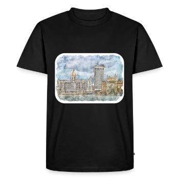 Mumbai India Watercolor Sketch Drawn Painting - Men's Premium Organic T-Shirt - black - Front - Nico (187cm)
