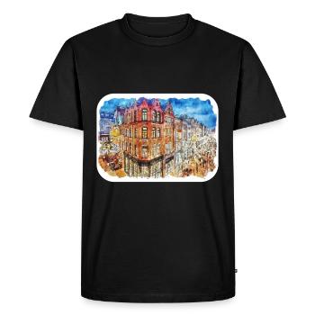 Dublin Irlande Uk Aquarelle Croquis Dessiné Peinture - T-shirt Premium bio Homme - noir - Devant - Nico (187cm)