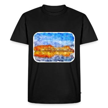 Australie Aquarelle Esquisse Dessinée à la Main Peinture - T-shirt Premium bio Homme - noir - Devant - Nico (187cm)