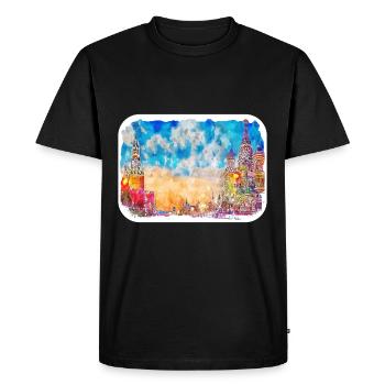 Moscou Russie Aquarelle Esquisse Dessin Dessiné - T-shirt Premium bio Homme - noir - Devant - Nico (187cm)