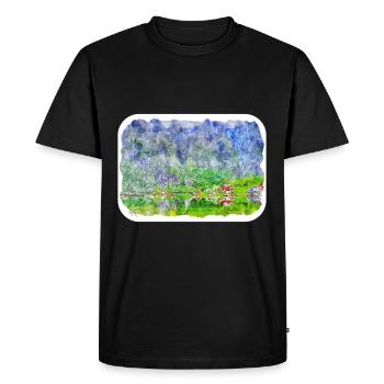 Norvège Aquarelle Esquisse Dessinée à la main Illustration - T-shirt Premium bio Homme - noir - Devant - Nico (187cm)