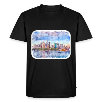 Sydney Australie Aquarelle Esquisse Dessinée Illustrat - T-shirt Premium bio Homme - noir - Devant - Nico (187cm)