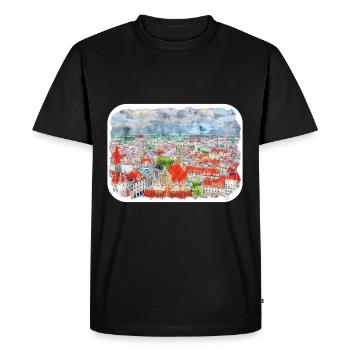 Allemagne Aquarelle Esquisse Dessinée à la main Illustration - T-shirt Premium bio Homme - noir - Devant - Nico (187cm)