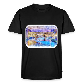 Florence Italy Italy Watercolor Sketch Painting - Men's Premium Organic T-Shirt - black - Front - Nico (187cm)