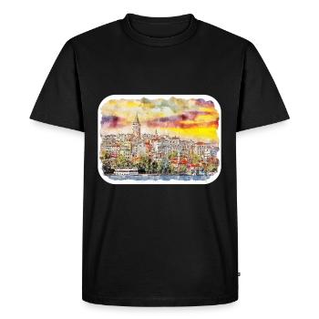 Dinde Aquarelle Esquisse Dessinée à la main Illustration - T-shirt Premium bio Homme - noir - Devant - Nico (187cm)