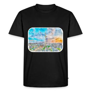 Berlin Allemagne Aquarelle Esquisse Dessinée Peinture - T-shirt Premium bio Homme - noir - Devant - Nico (187cm)