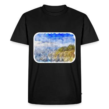 California USA Watercolor Sketch Illustration - Men's Premium Organic T-Shirt - black - Front - Nico (187cm)