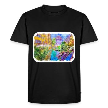 Venice Italy Watercolor Sketch Illustration - Men's Premium Organic T-Shirt - black - Front - Nico (187cm)