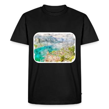 Montenegro Landmark Watercolor Sketch Illustration - Men's Premium Organic T-Shirt - black - Front - Nico (187cm)