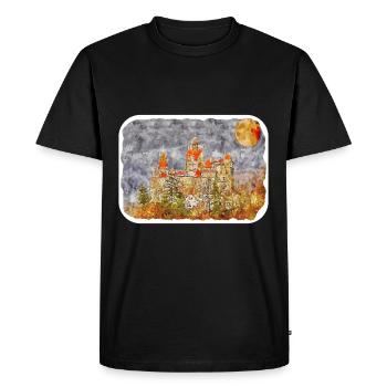 Roumanie Landmark Aquarelle Esquisse Dessin de peinture - T-shirt Premium bio Homme - noir - Devant - Nico (187cm)