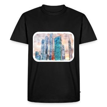 Moscou Russie Aquarelle Sketch Illustration - T-shirt Premium bio Homme - noir - Devant - Nico (187cm)