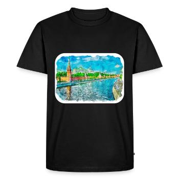 Moscou Russie Aquarelle Esquisse Dessin Dessiné - T-shirt Premium bio Homme - noir - Devant - Nico (187cm)