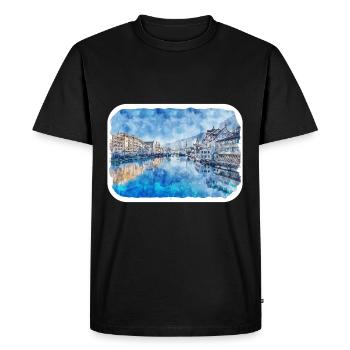 Zurich Suisse Aquarelle Sketch Illustration - T-shirt Premium bio Homme - noir - Devant - Nico (187cm)