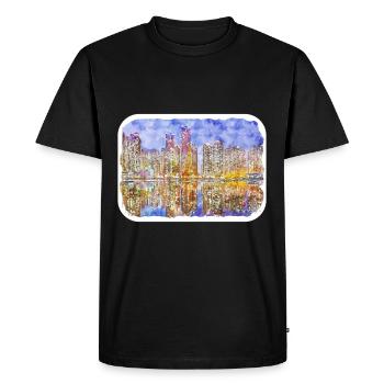 Busan South Korea Watercolor Sketch - Men's Premium Organic T-Shirt - black - Front - Nico (187cm)